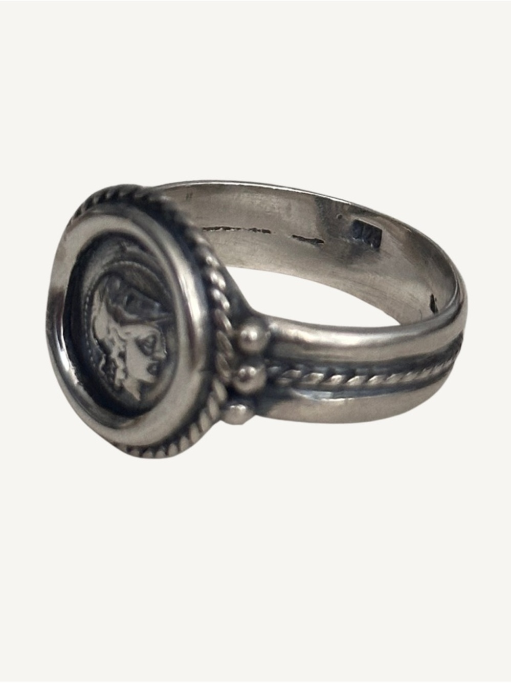 Sterling Silver Signet Ring - Antique Vintage Drachma Coin - Picture 4 of 8